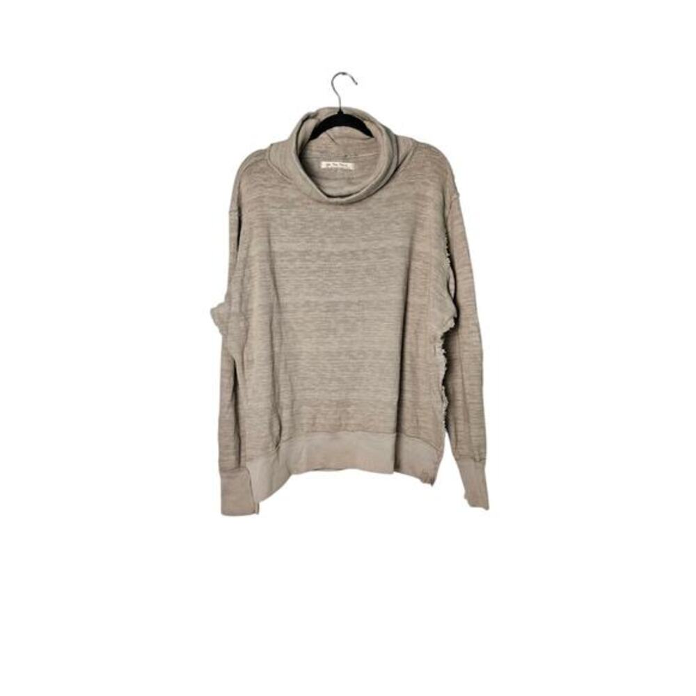 We The Free Gray Cowl‎ Neck Tunic Side Slits Raw Hem Sweater Oversized Small